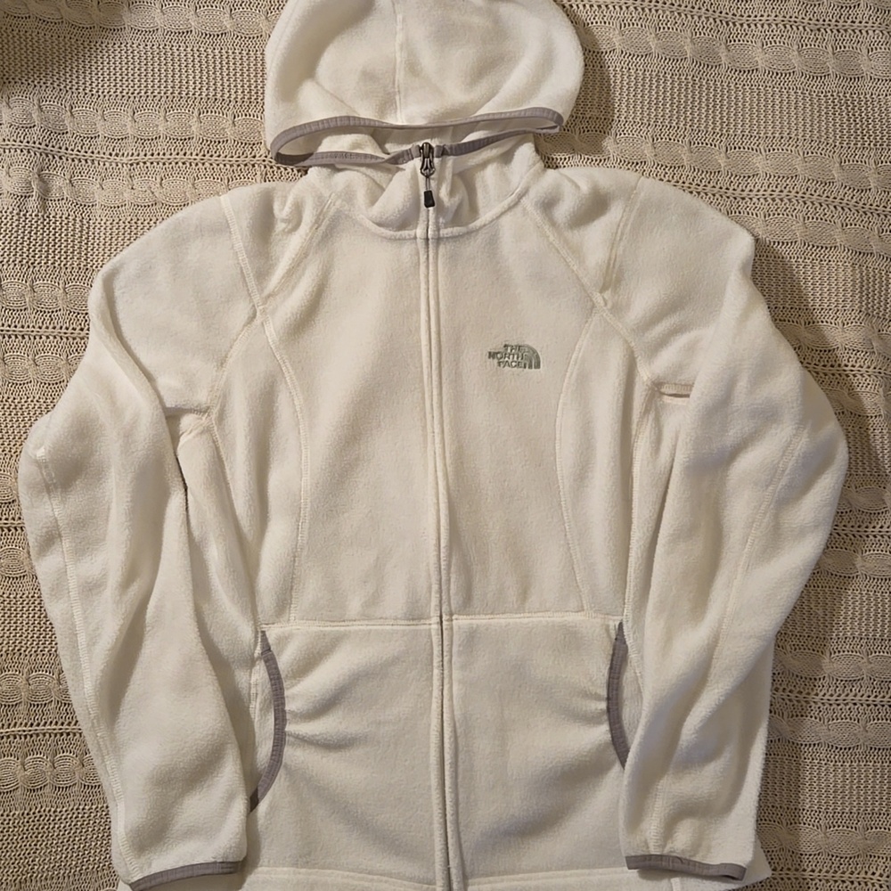 The North Face White Hooded Full-Zip Fleece Jacket